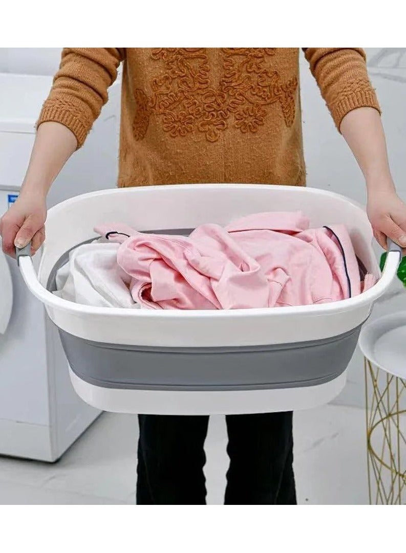 سبت غسيل سيليكون قابل للطي سلة ملابس فاخرة من المطاط الحراري - سبت غسيل بلاستيك قابل للطي ومضاد للانزلاق - مقابض مريحة - سلة تخزين مثالية للملابس والألعاب - سبت لم الغسيل سبت غسيل بلاستيكي قابل للطي مع مقابض، موفر للمساحة - حاوية تخزين/ منظم قابل للطي - حوض غسيل محمول - سلة غسيل موفرة للمساحة - مثالية لتخزين لغرفة النوم او الحمام - Image 2